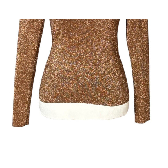 Vintage Betsey Johnson Top Size Medium Long Sleeve Sparkle Bronze Retro Y2k - Picture 4 of 7